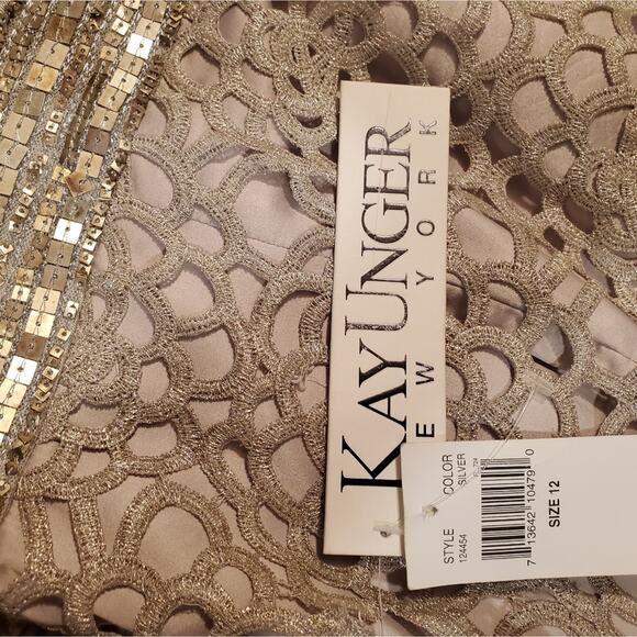 NWT Kay Unger Siver Metallic Dress Sz 12 - Picture 5 of 9
